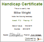 Golf Handicap Certificate