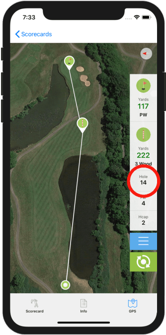 Golf GPS App Change Hole