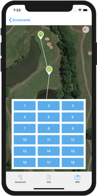 Golf GPS App Hole Selection