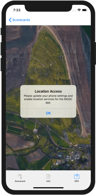 Golf GPS App Location Access
